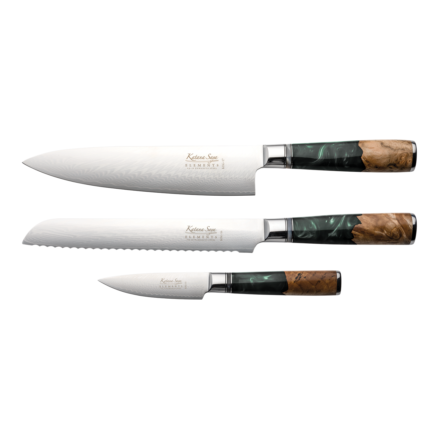 Katana Saya Elements Rainforest 3 Pce Knife Set