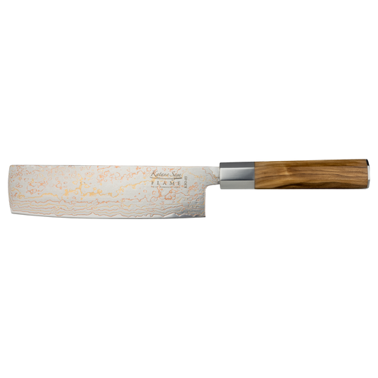 Katana Flame 18cm Nakiri Knife Olive Wood