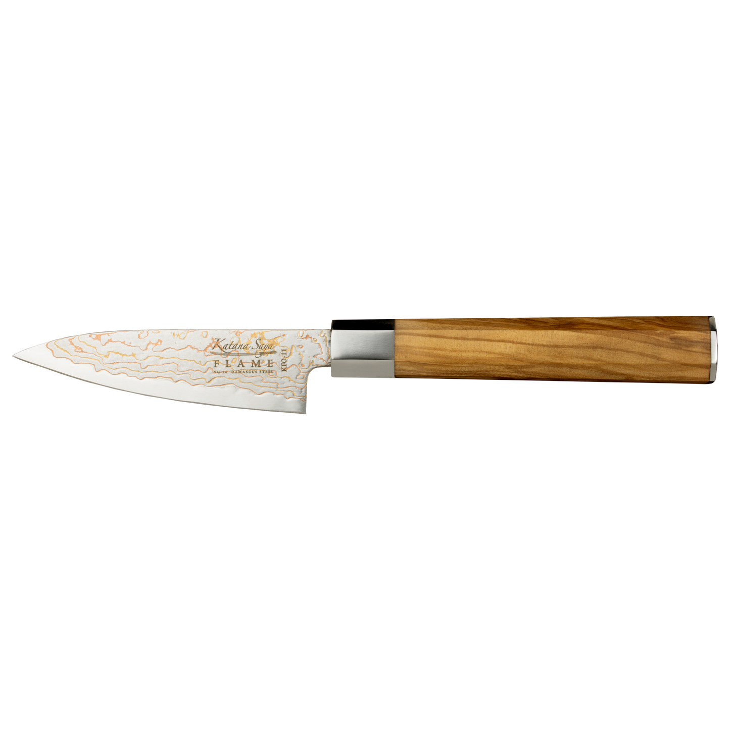 Katana Saya Flame 9cm Paring Knife Olive Wood