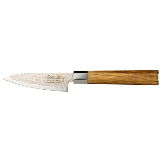 Katana Saya Flame 9cm Paring Knife Olive Wood
