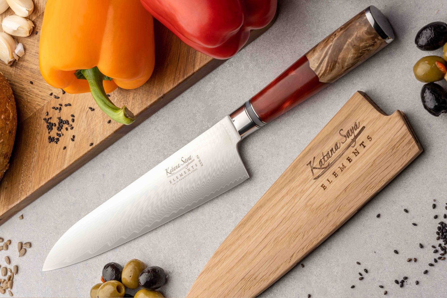 Katana Saya Elements Volcanic 20cm Gyuto Knife