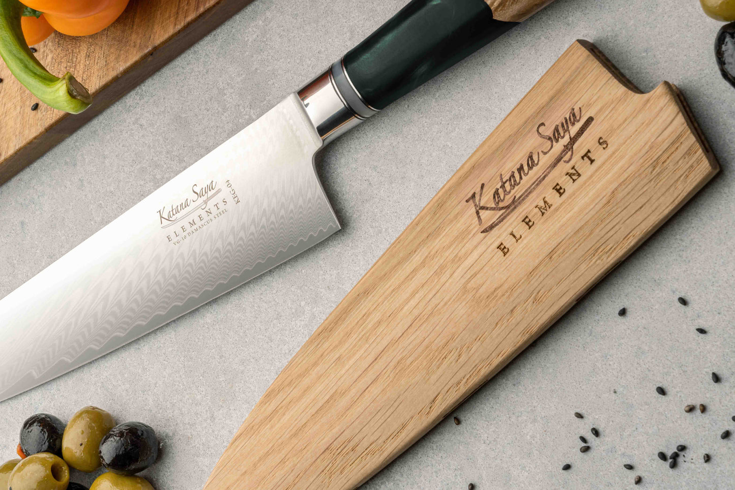 Katana Saya Elements Rainforest 3 Pce Knife Set