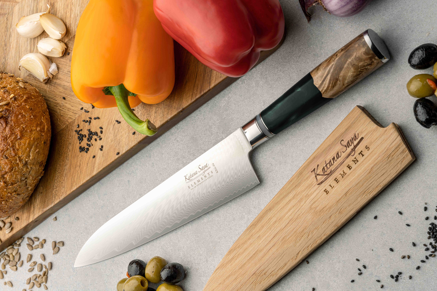 Katana Saya Elements Rainforest 20cm Gyuto Knife