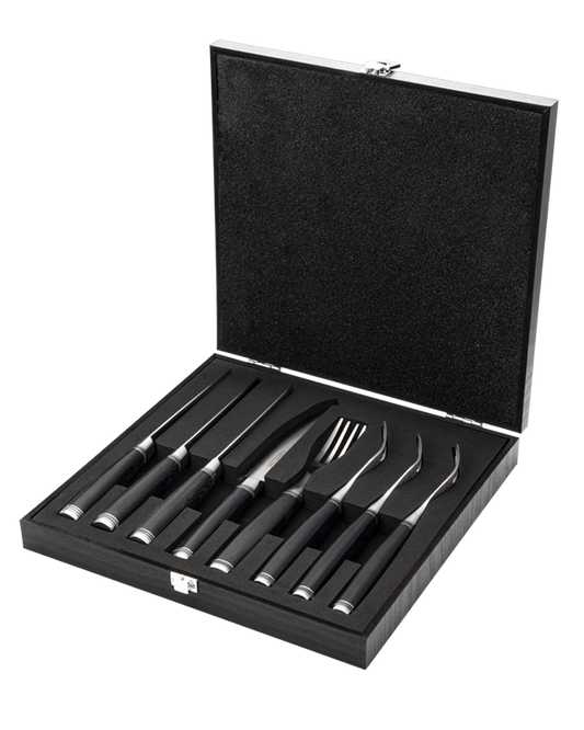 Katana Saya Pakkawood Steak Knife & Fork Set 8 Pce
