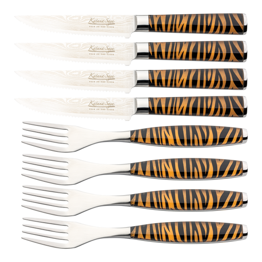 Katana Saya Tiger 8 Pce Steak Knife & Fork Set