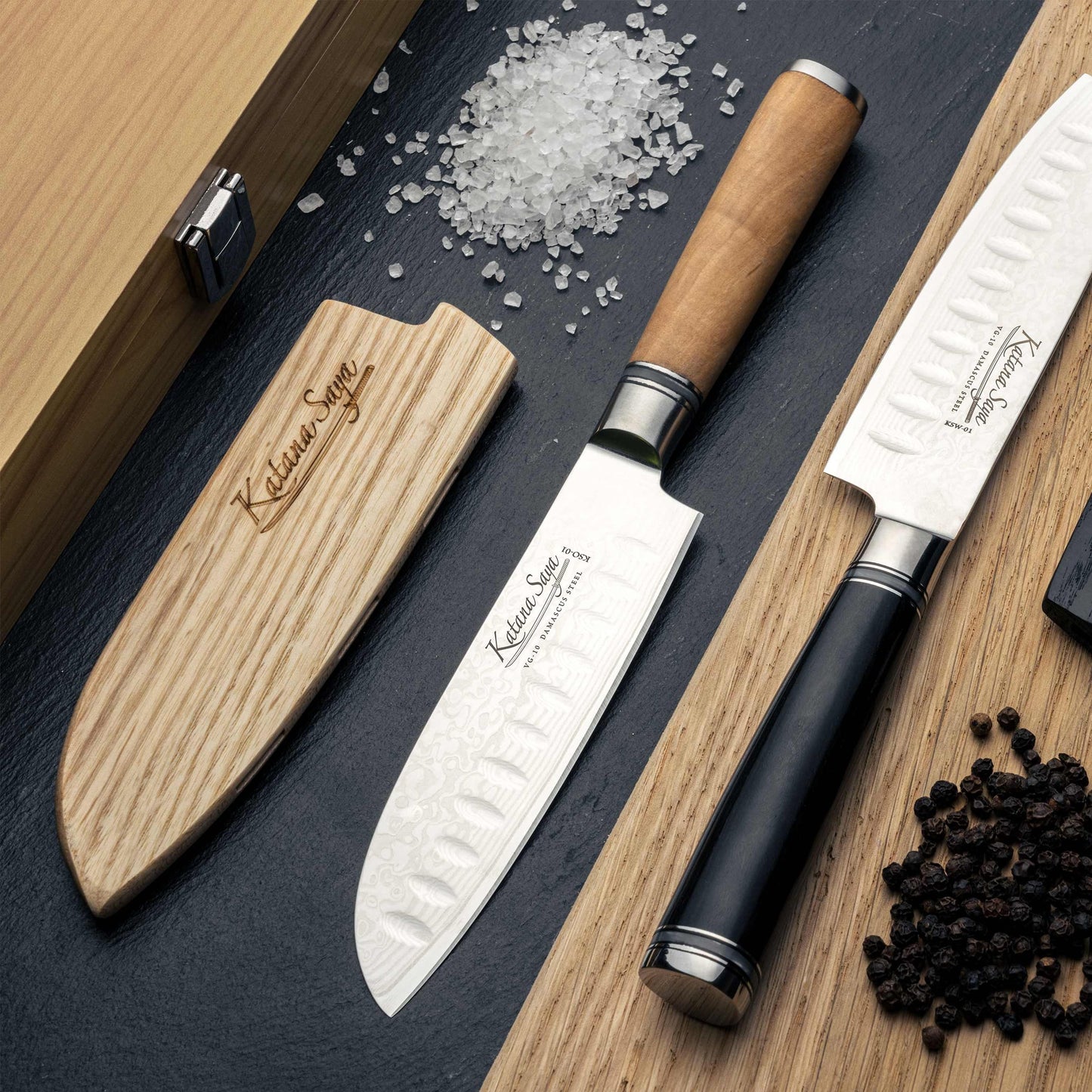 Katana Saya Olive Wood 18cm Santoku Knife