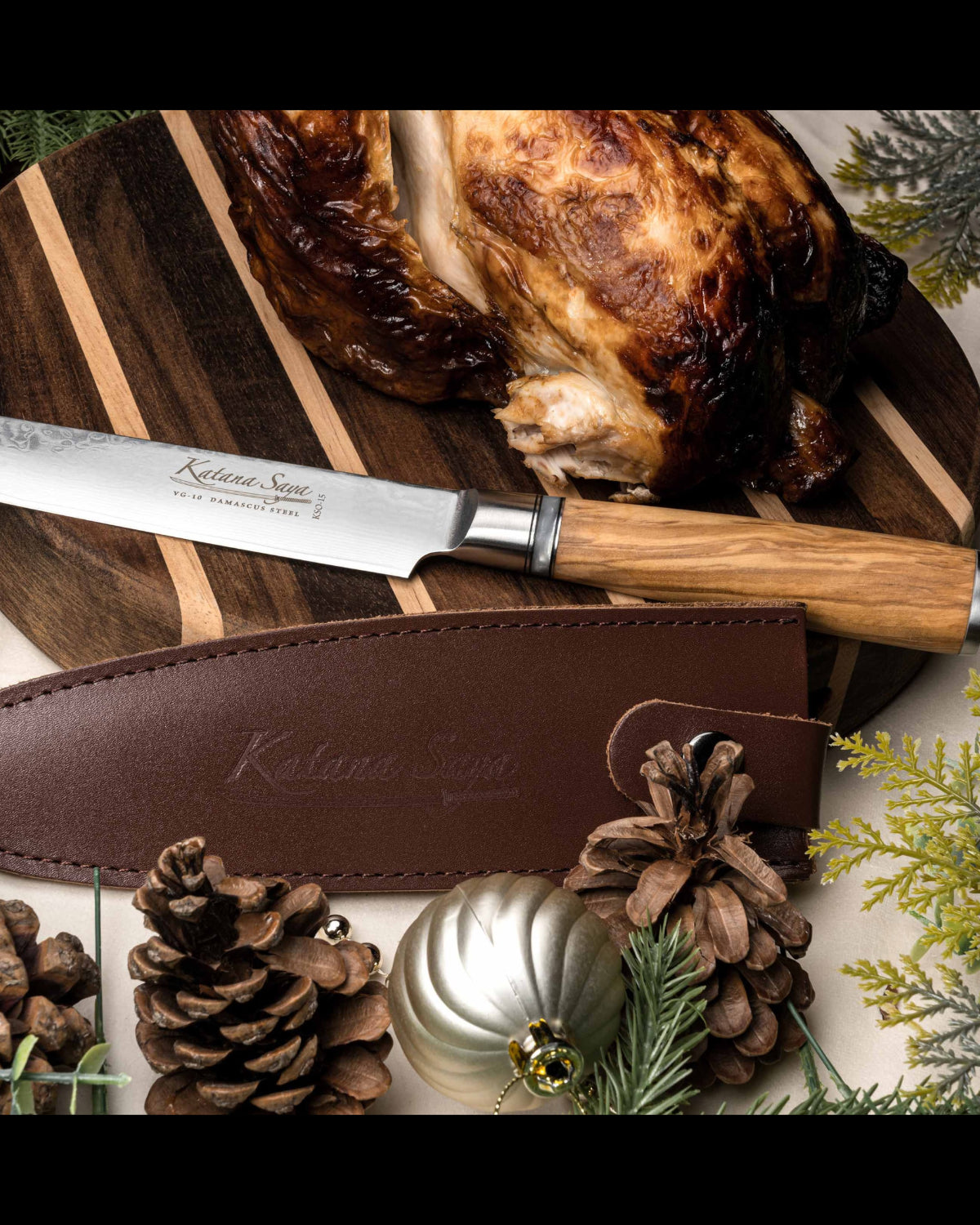 Katana Saya Olive Wood Tako Sashimi Knife 27cm