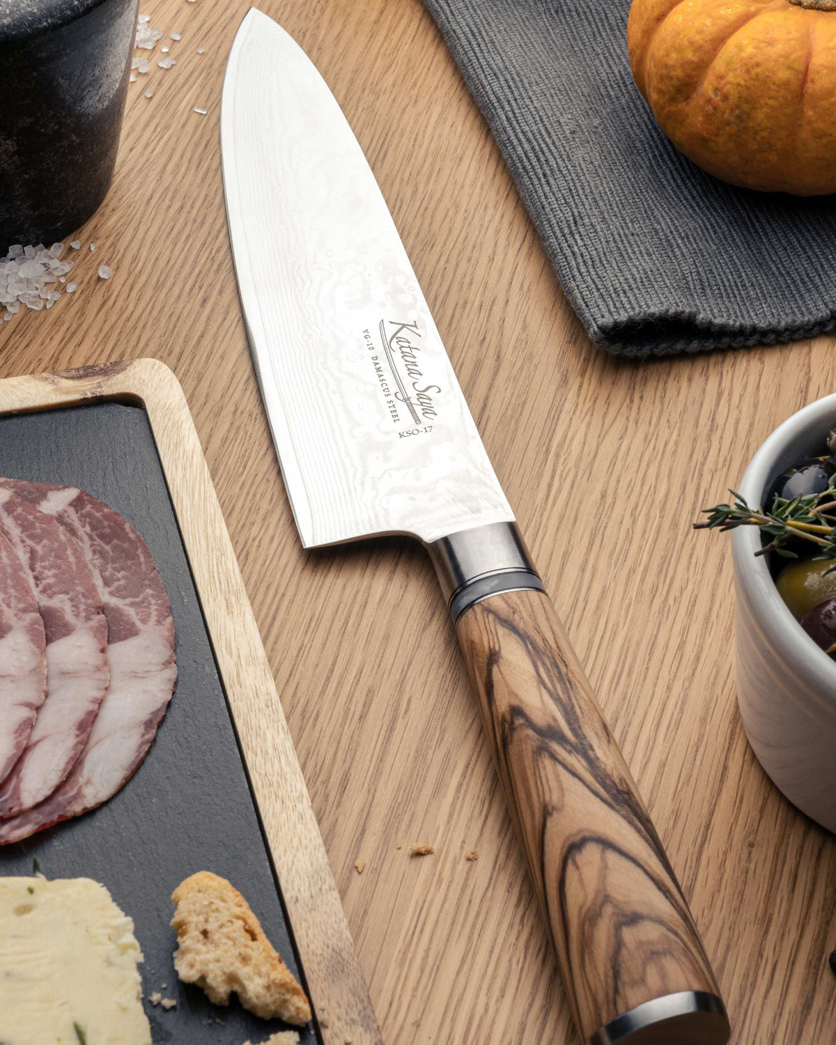 Katana Saya Olive Wood Chef Knife 20cm