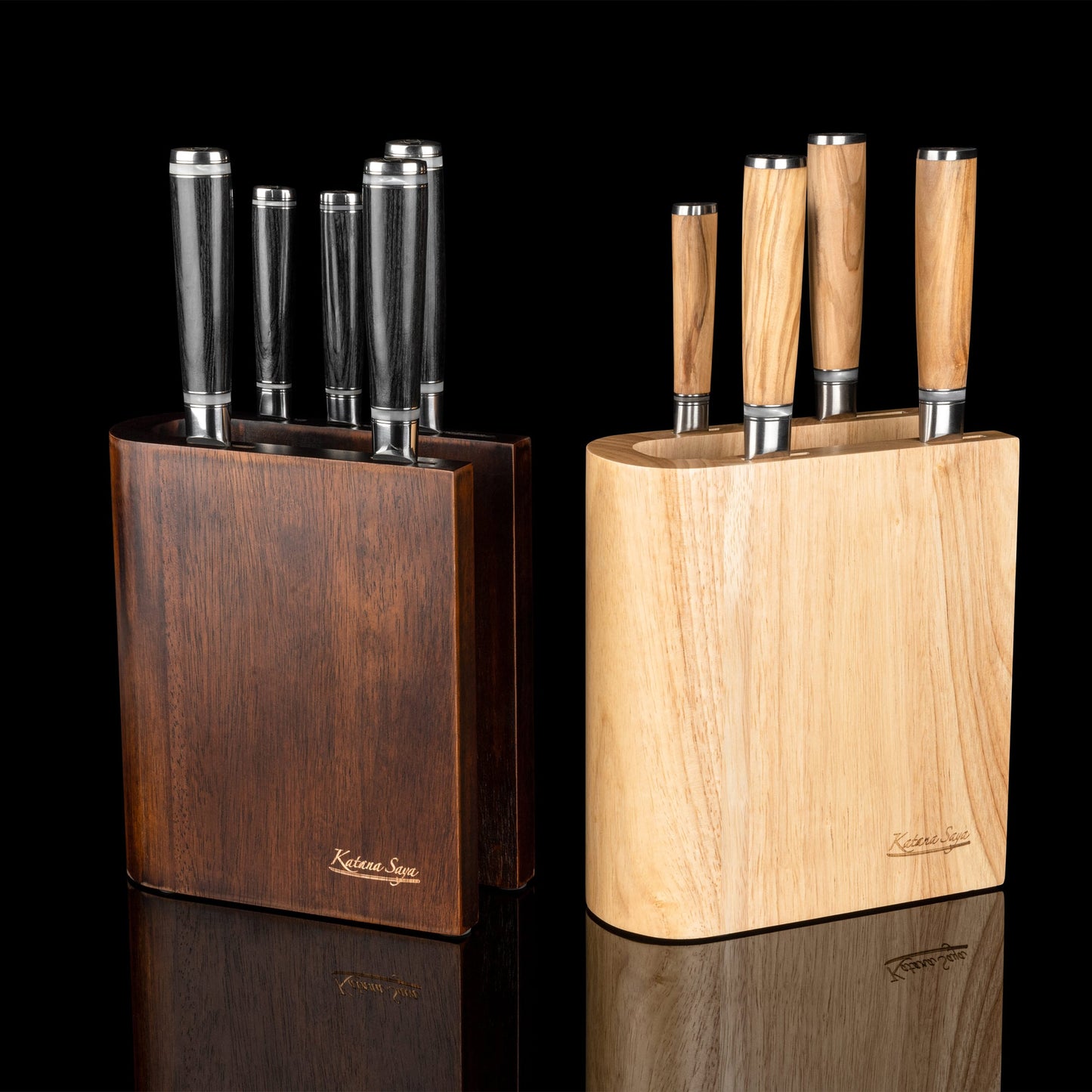Katana Saya Olive Wood 6 Pce Knife Block Set