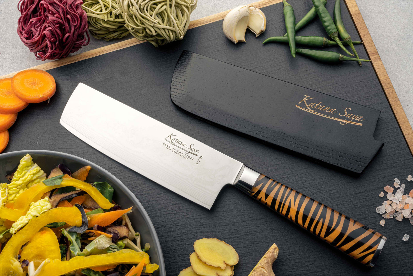 Katana Saya Tiger 18cm Nakiri Knife