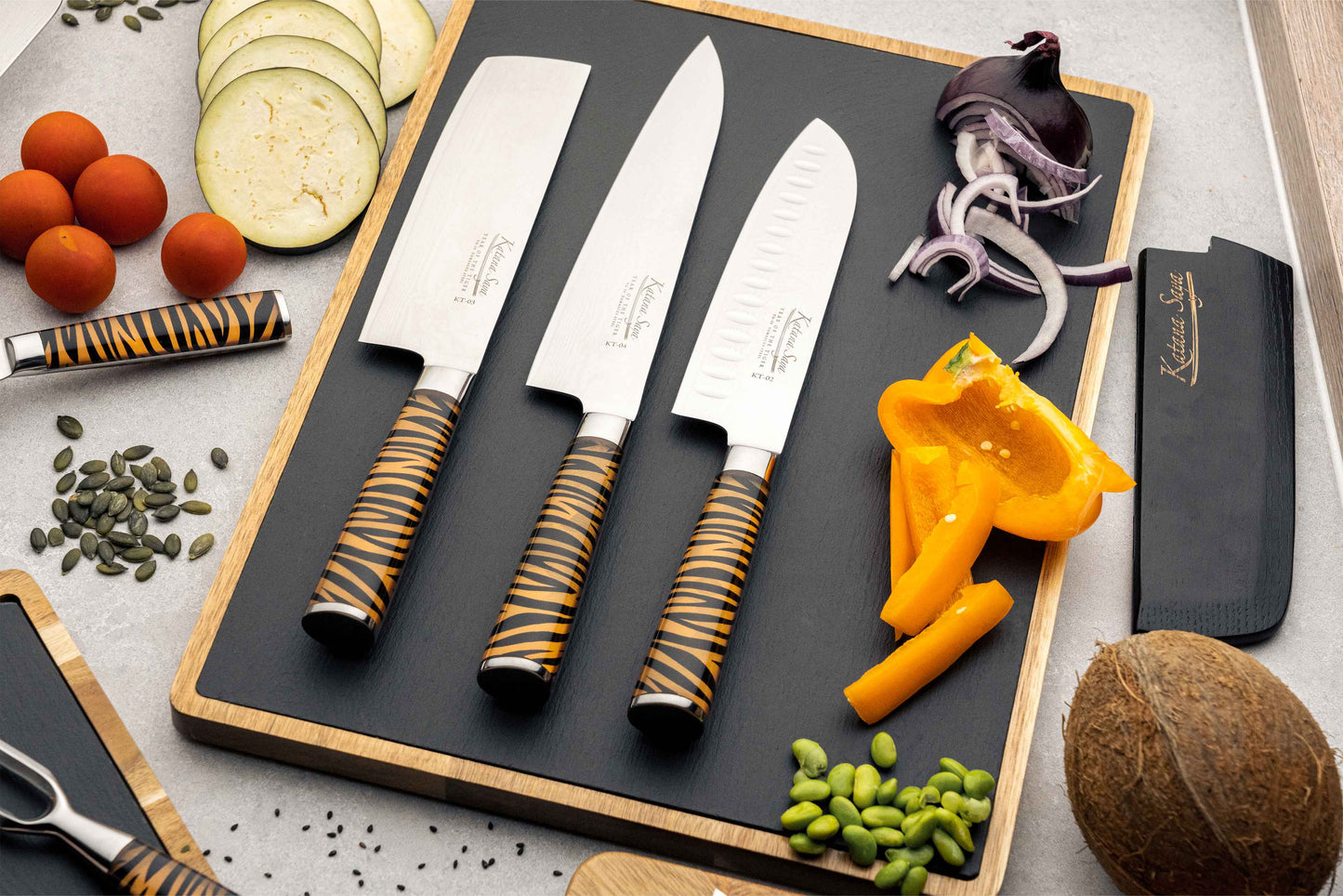 Katana Saya Tiger 18cm Nakiri Knife