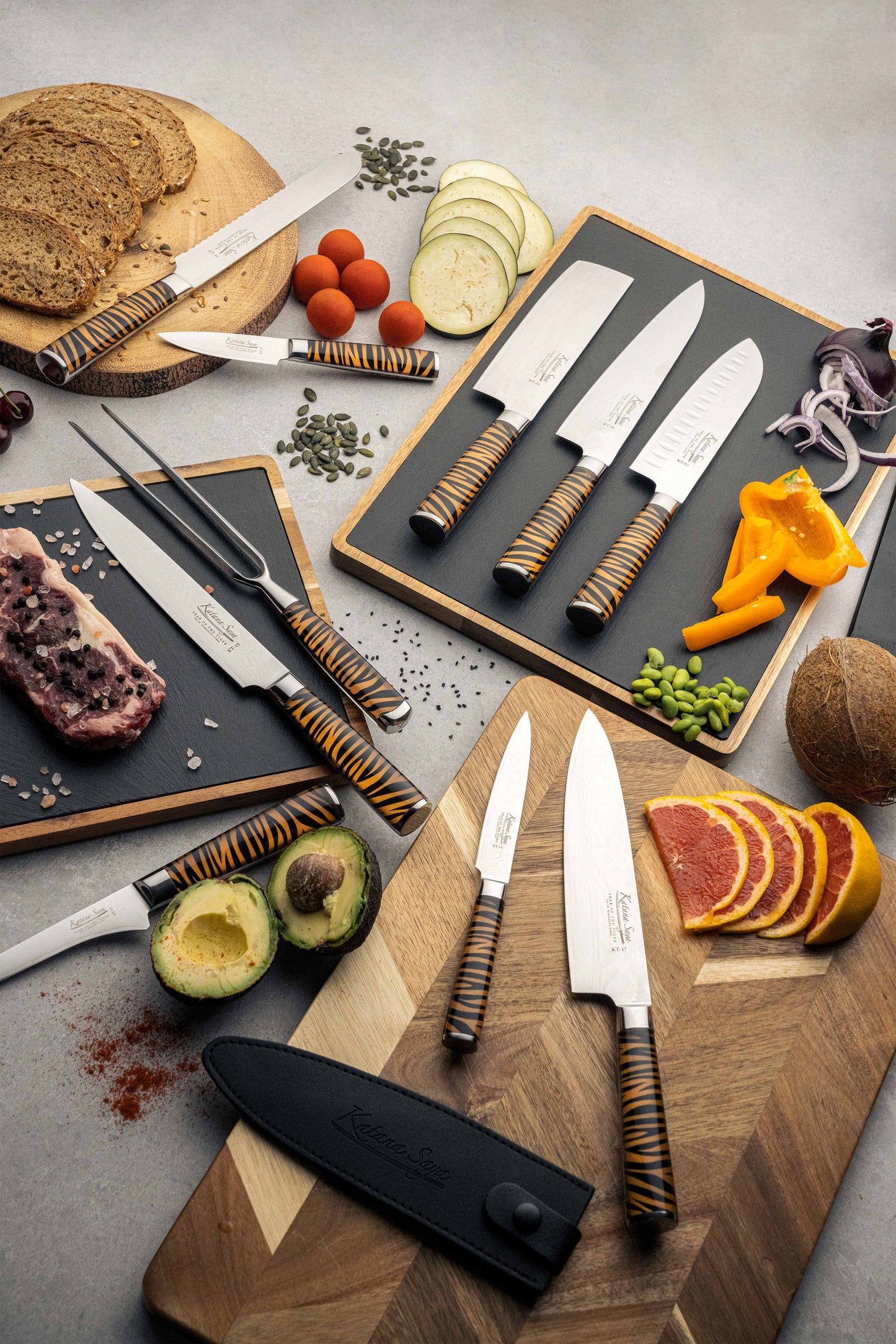 Katana Saya Tiger 8 Pce Steak Knife & Fork Set
