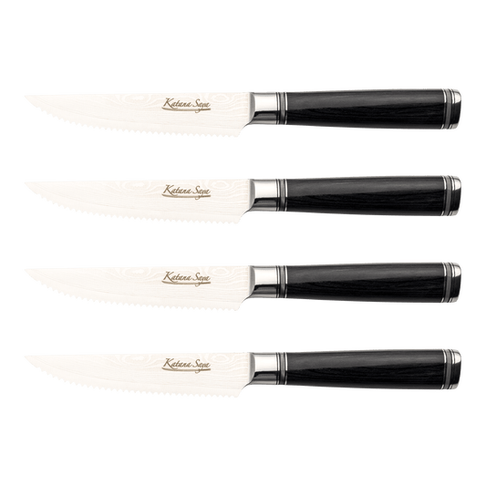 Katana Saya Pakkawood 4 Pce Steak Knife Set