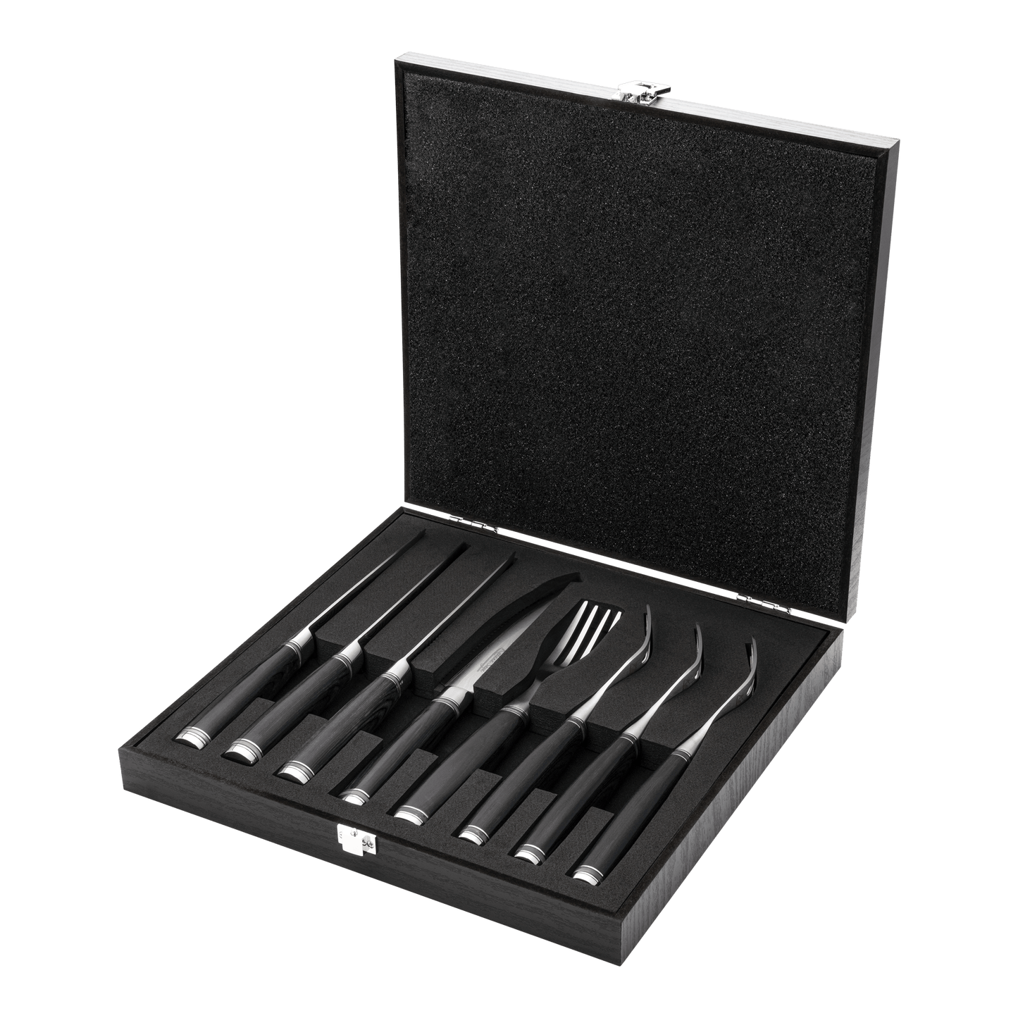 Katana Saya Pakkawood 8 Pce Steak Knife & Fork Set