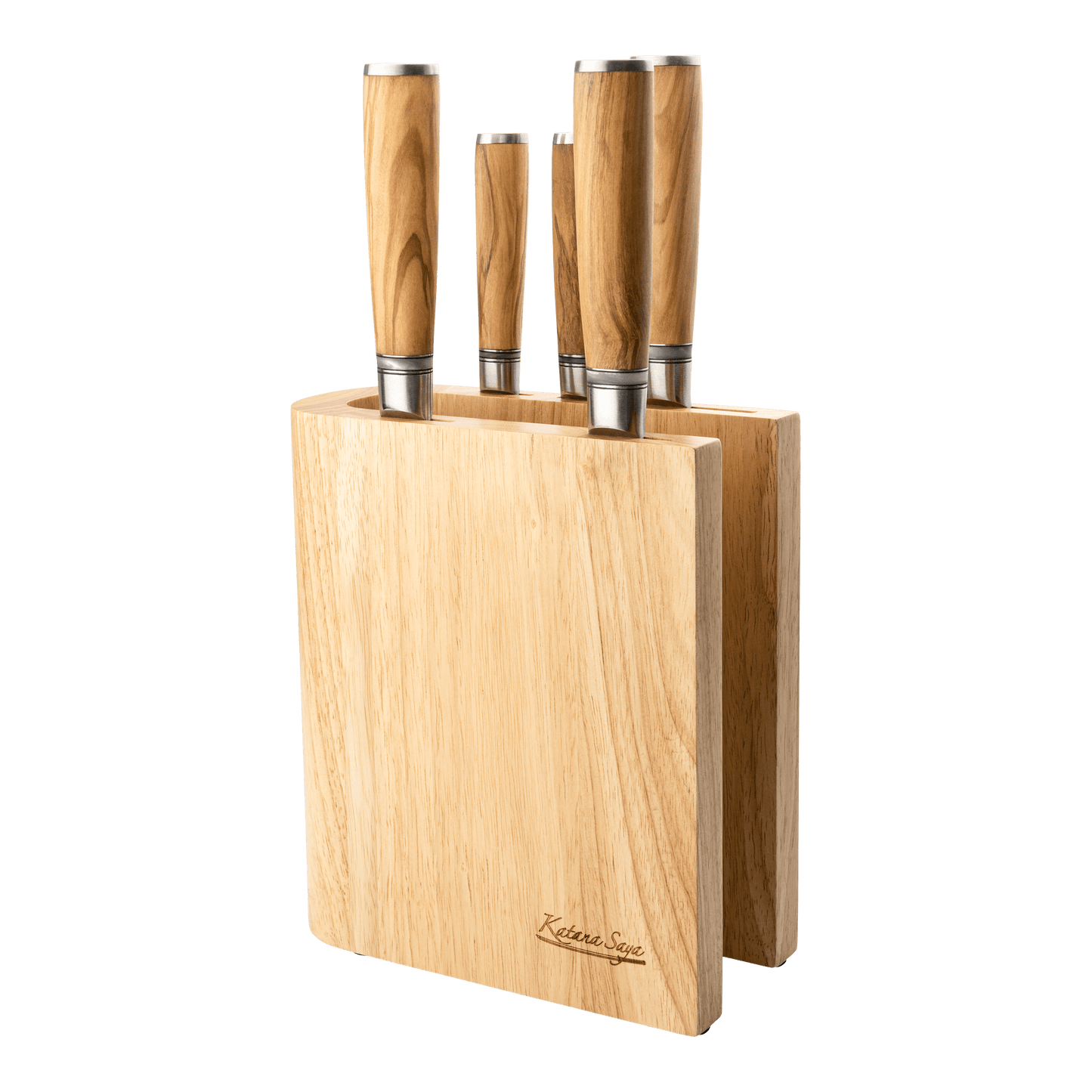 Katana Saya Olive Wood 6 Pce Knife Block Set