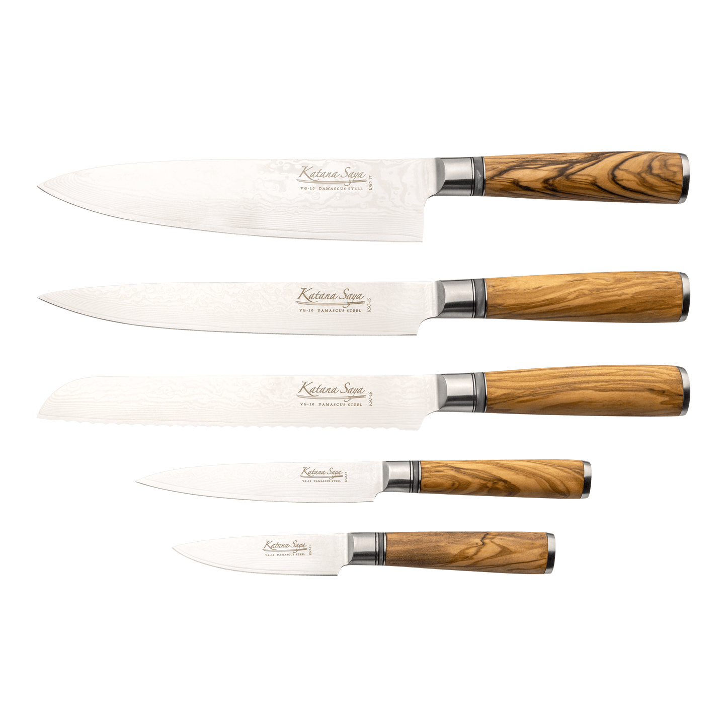 Katana Saya Olive Wood 6 Pce Knife Block Set