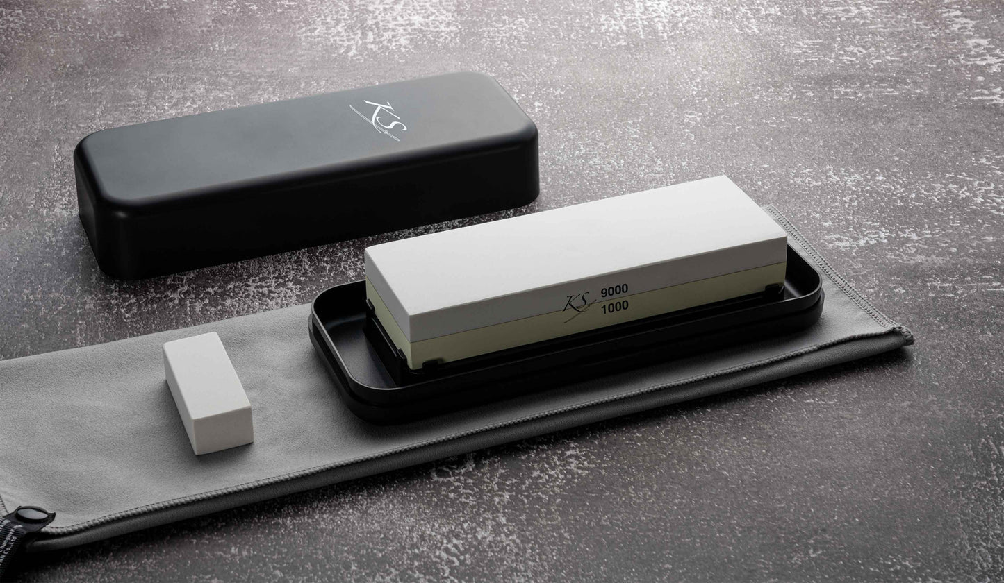 Katana Saya Whetstone Shapening Kit (Medium 1000/ Super Fine 9000)