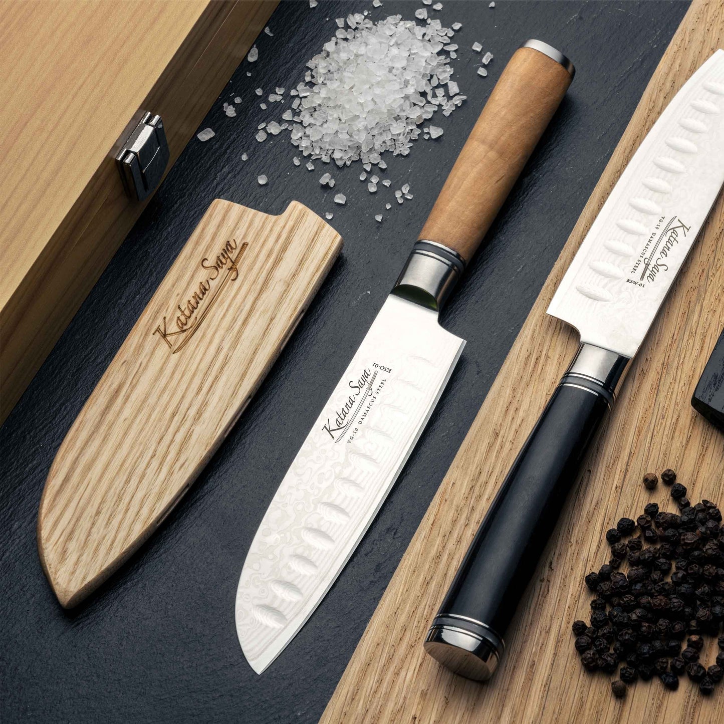 Katana Saya Olive Wood 12cm Santoku Knife