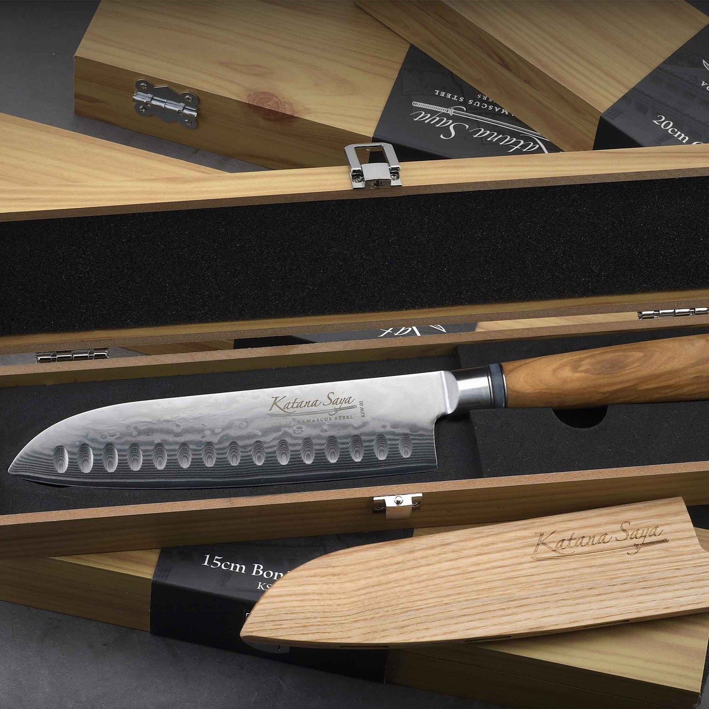 Katana Saya Olive Wood 18cm Santoku Knife