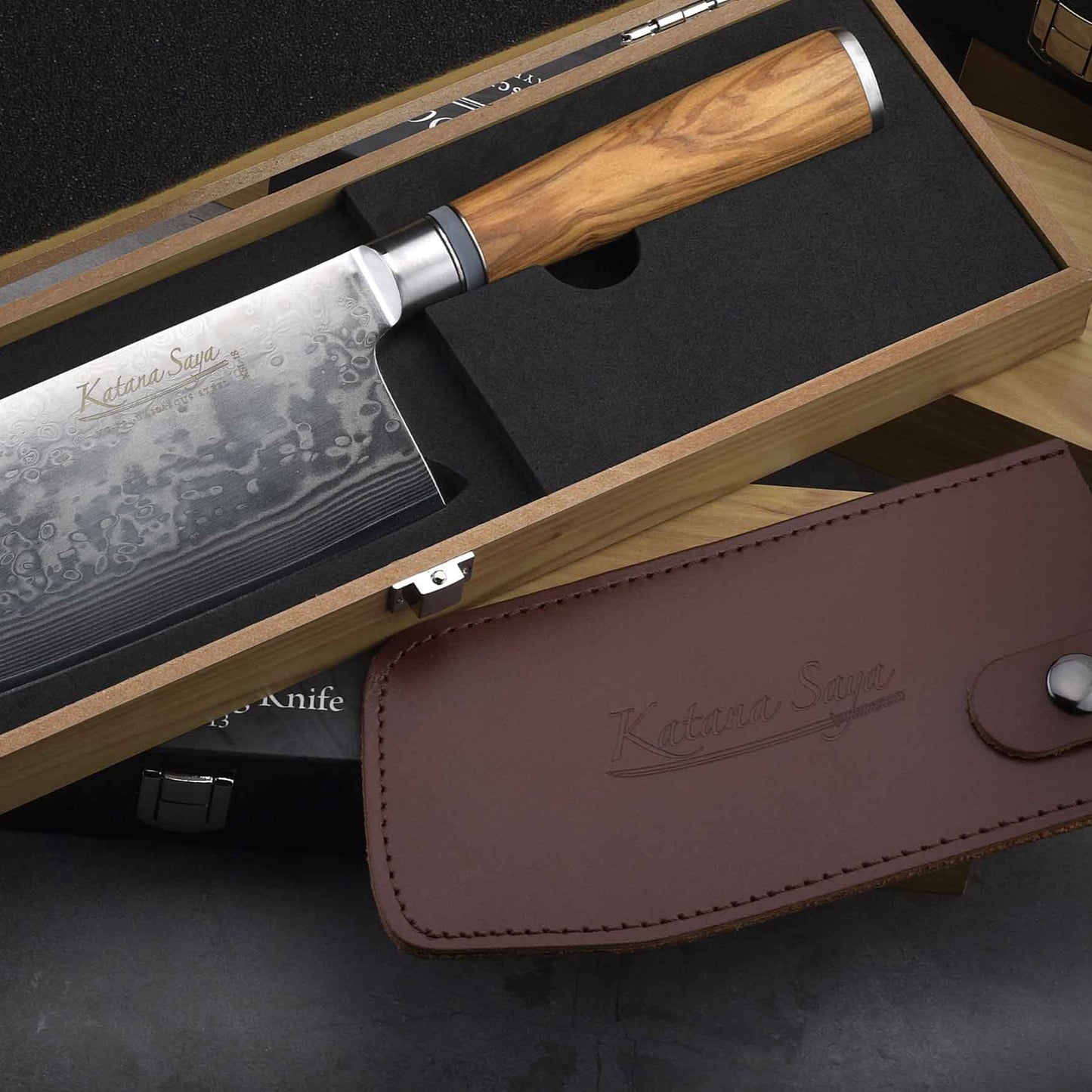 Katana Saya Olive Wood 18cm Chopping Knife