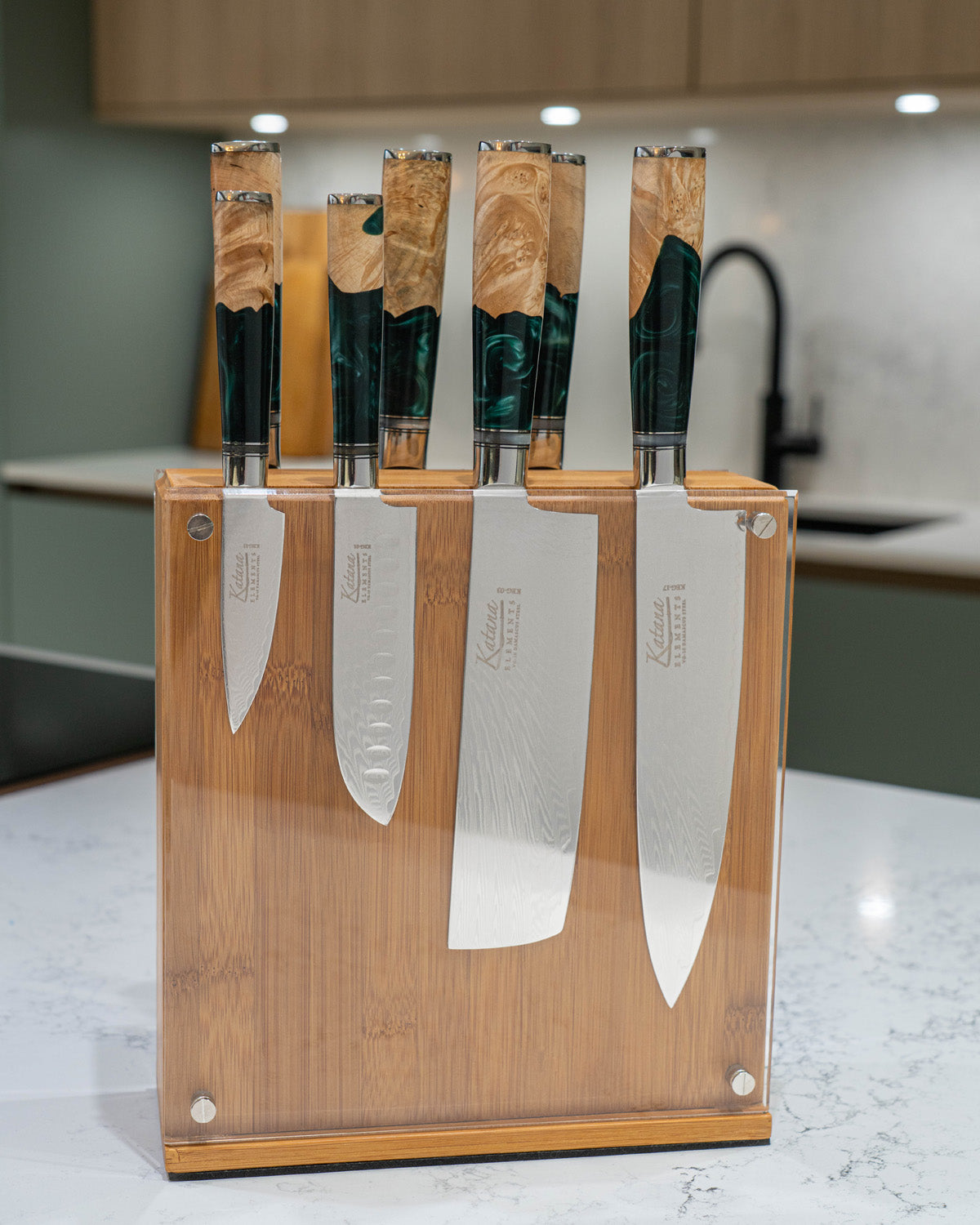 Katana Elements Rainforest Knife Block Set 9 Piecee