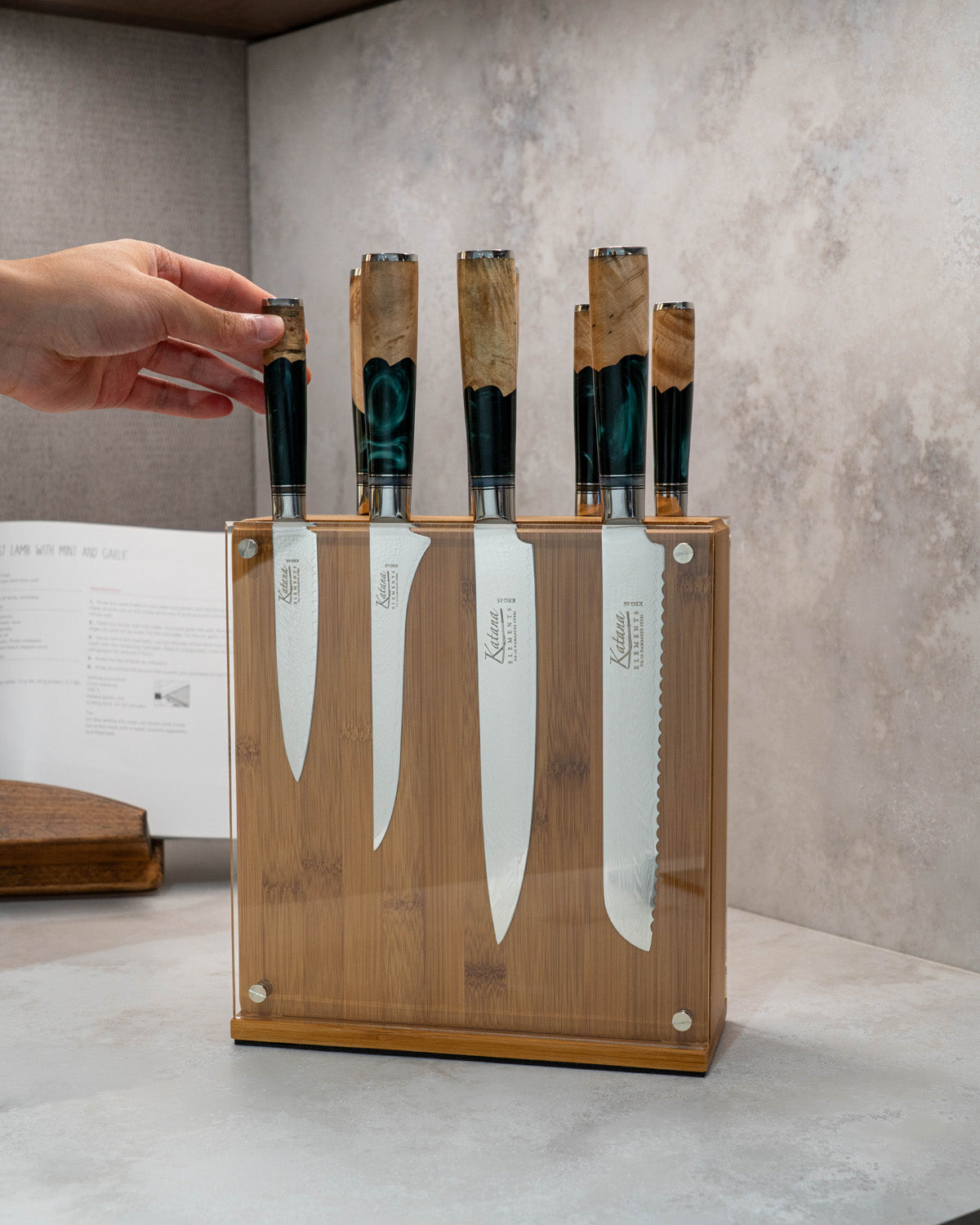 Katana Elements Rainforest Knife Block Set 9 Piecee