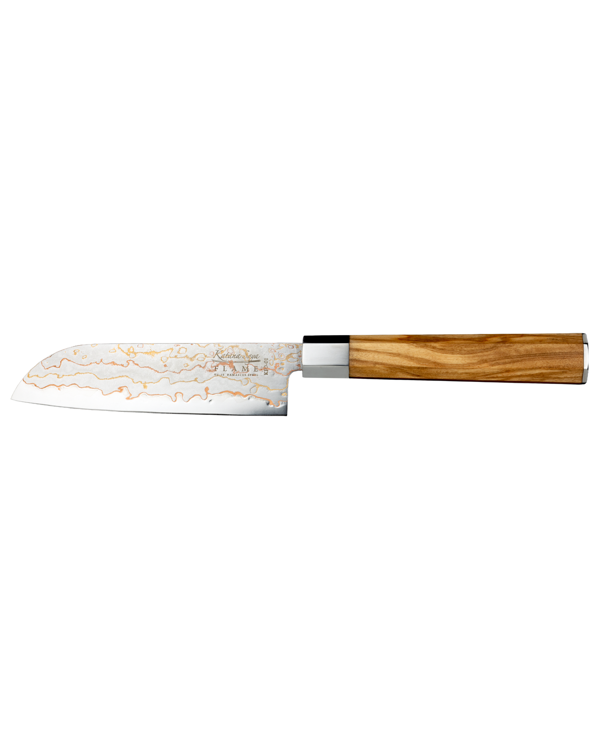 Katana Flame Santoku Knife 12cm Olive Wood
