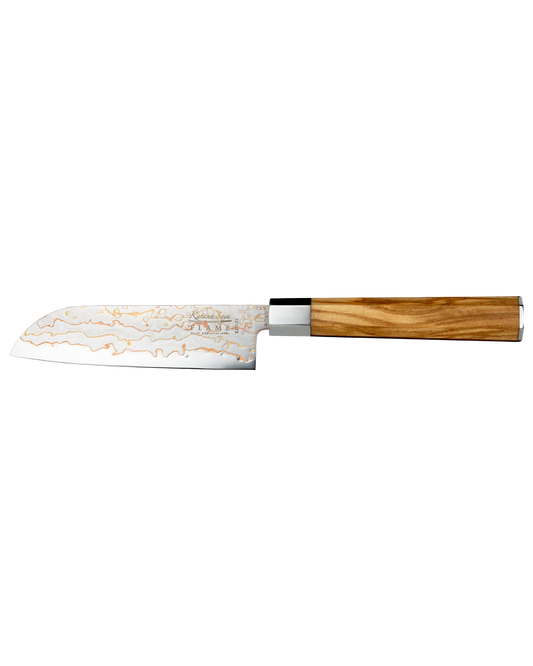 Katana Flame Santoku Knife 12cm Olive Wood