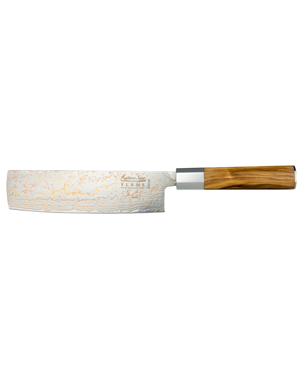 Katana Flame Nakiri Knife 18cm Olive Wood