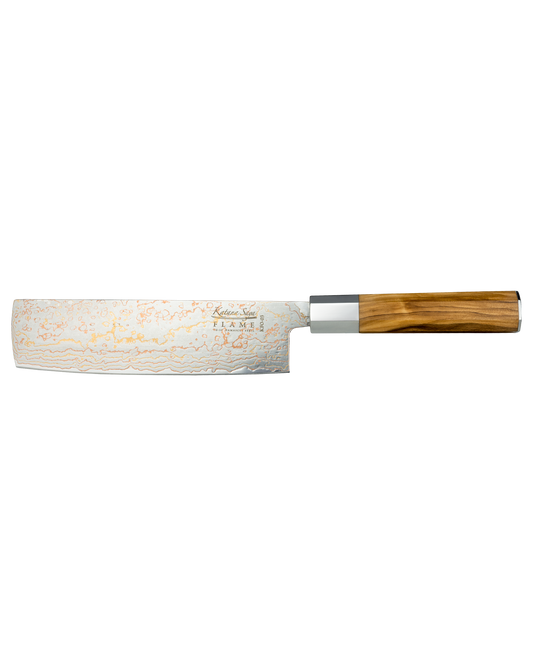 Katana Flame Nakiri Knife 18cm Olive Wood