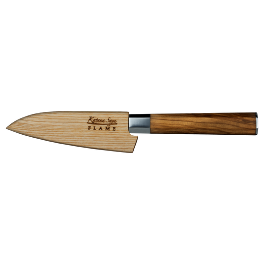 Katana Saya Flame 9cm Paring Knife Olive Wood