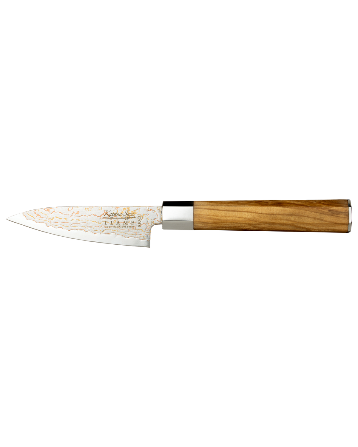 Katana Flame Paring Knife 9cm Olive Wood