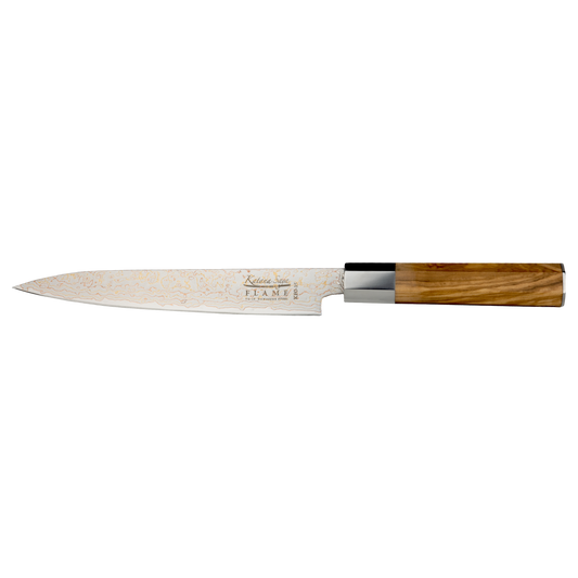Katana Flame 20cm Carving Knife Olive Wood