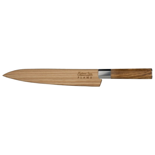 Katana Saya Flame 20cm Carving Knife Olive Wood