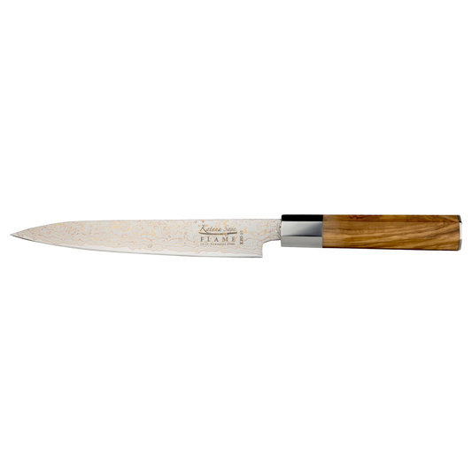 Katana Saya Flame 20cm Carving Knife Olive Wood