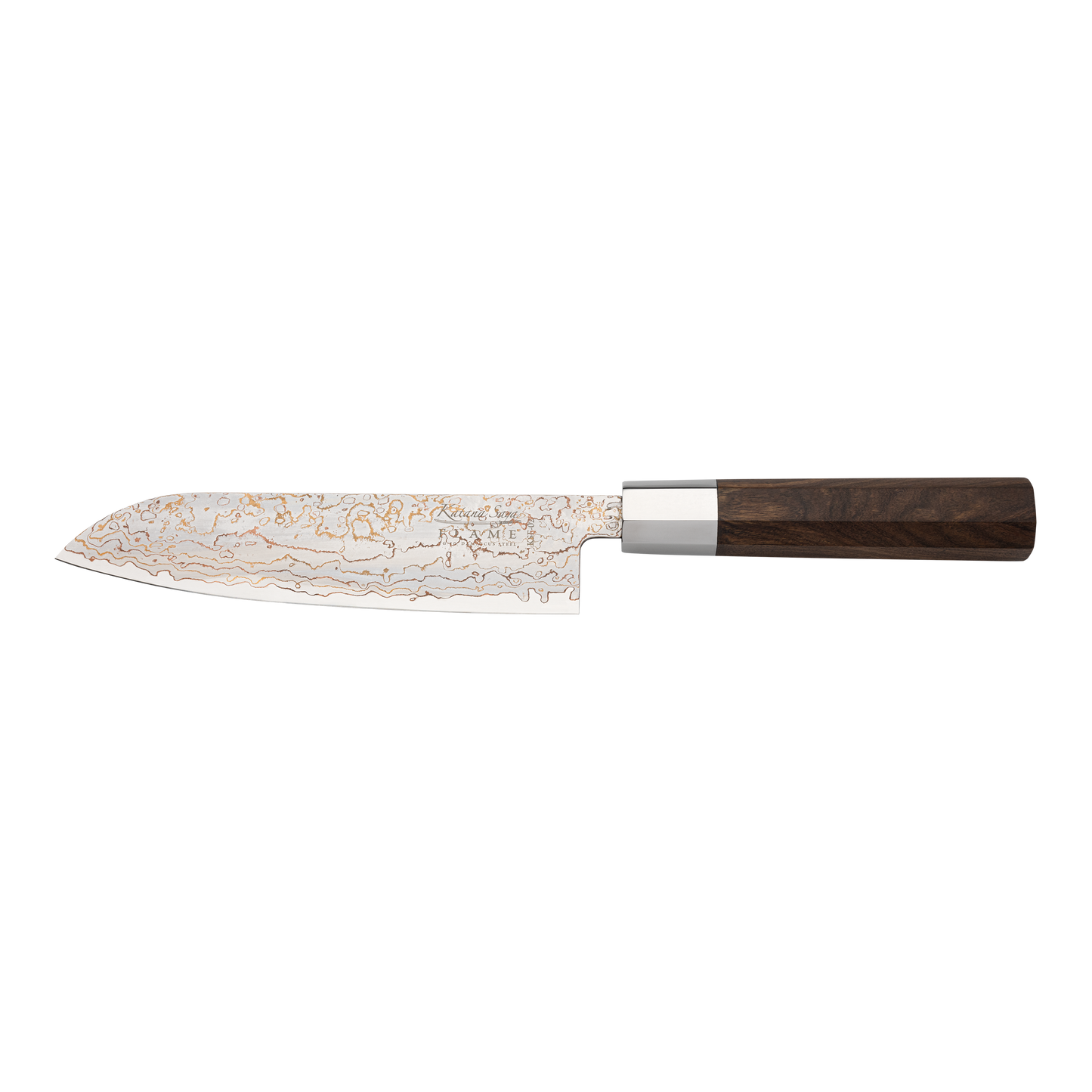 Katana Flame 18cm Santoku Knife Rosewood