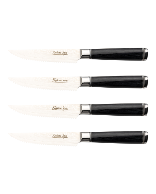 Katana Saya Pakkawood Steak Knife Set 4 Pce