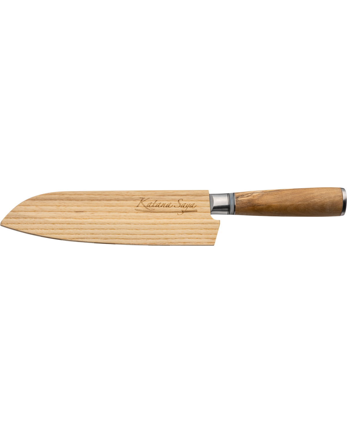 Katana Saya Olive Wood Santoku Knife 18cm