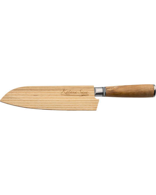 Katana Saya Olive Wood Santoku Knife 18cm