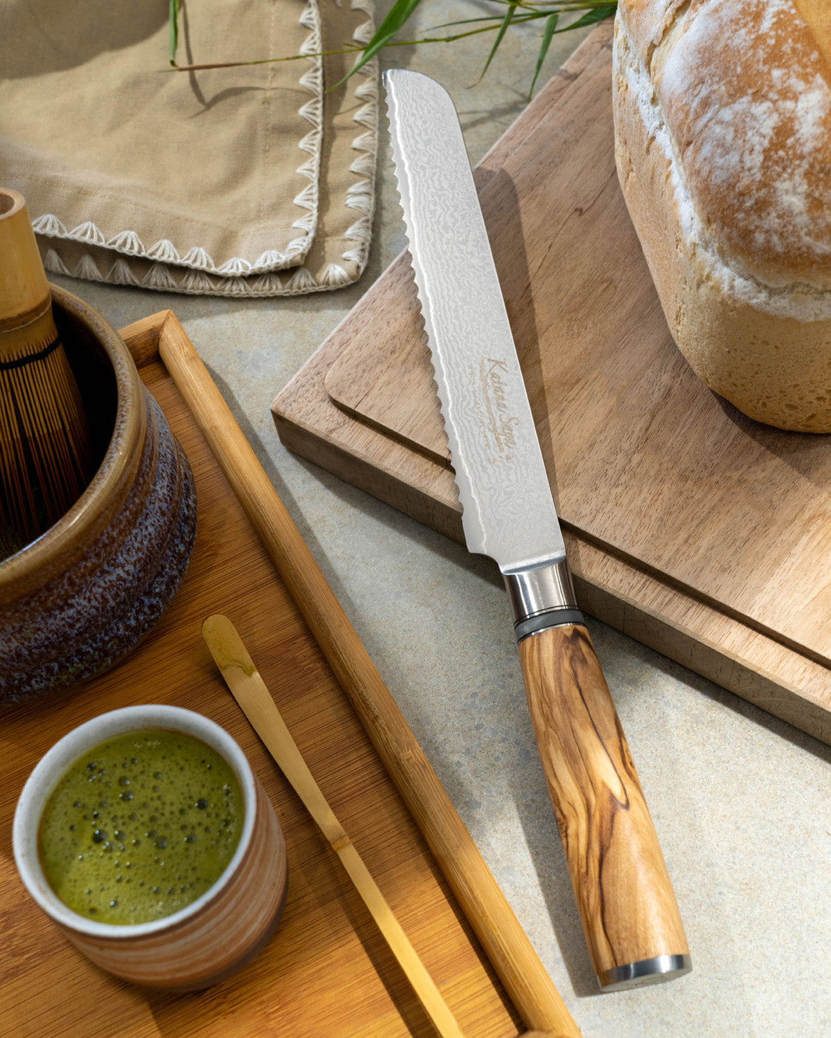 Katana Saya Olive Wood Bread Knife 20cm