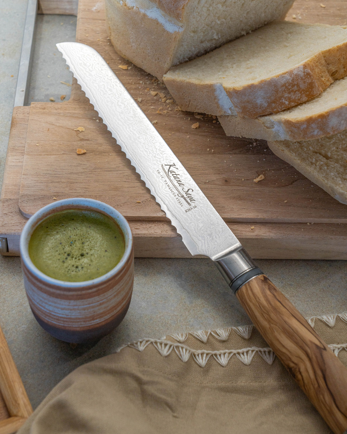 Katana Saya Olive Wood Bread Knife 20cm