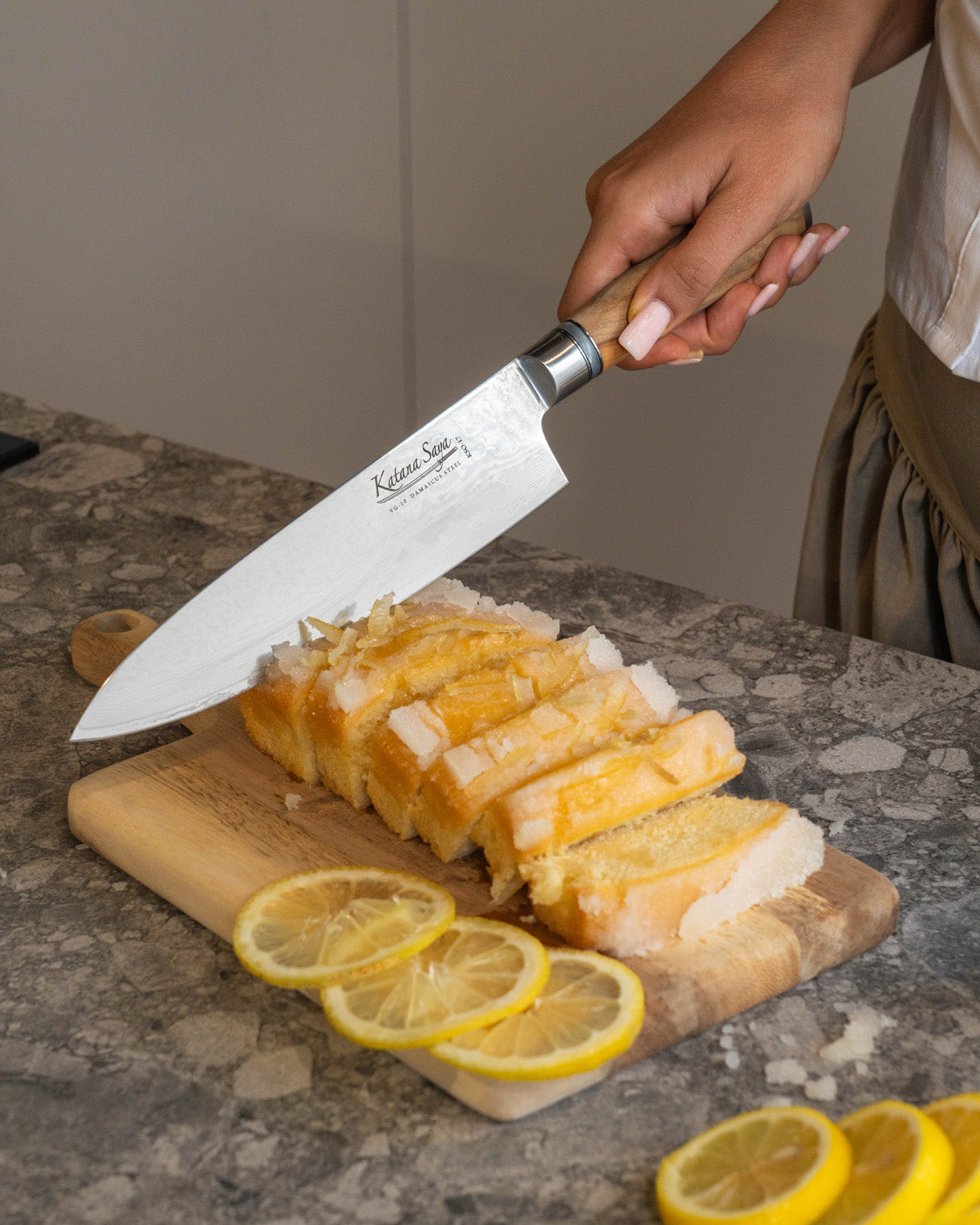 Katana Saya Olive Wood Chef Knife 20cm