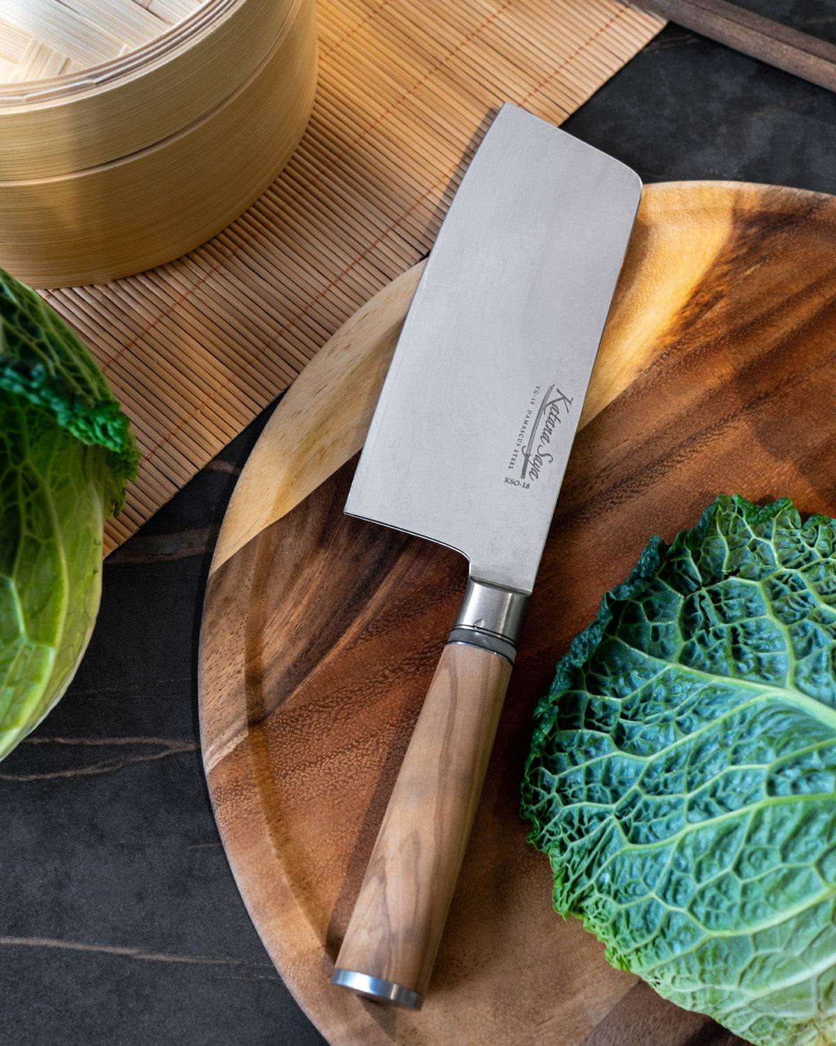 Katana Saya Olive Wood Chopping Knife 18cm