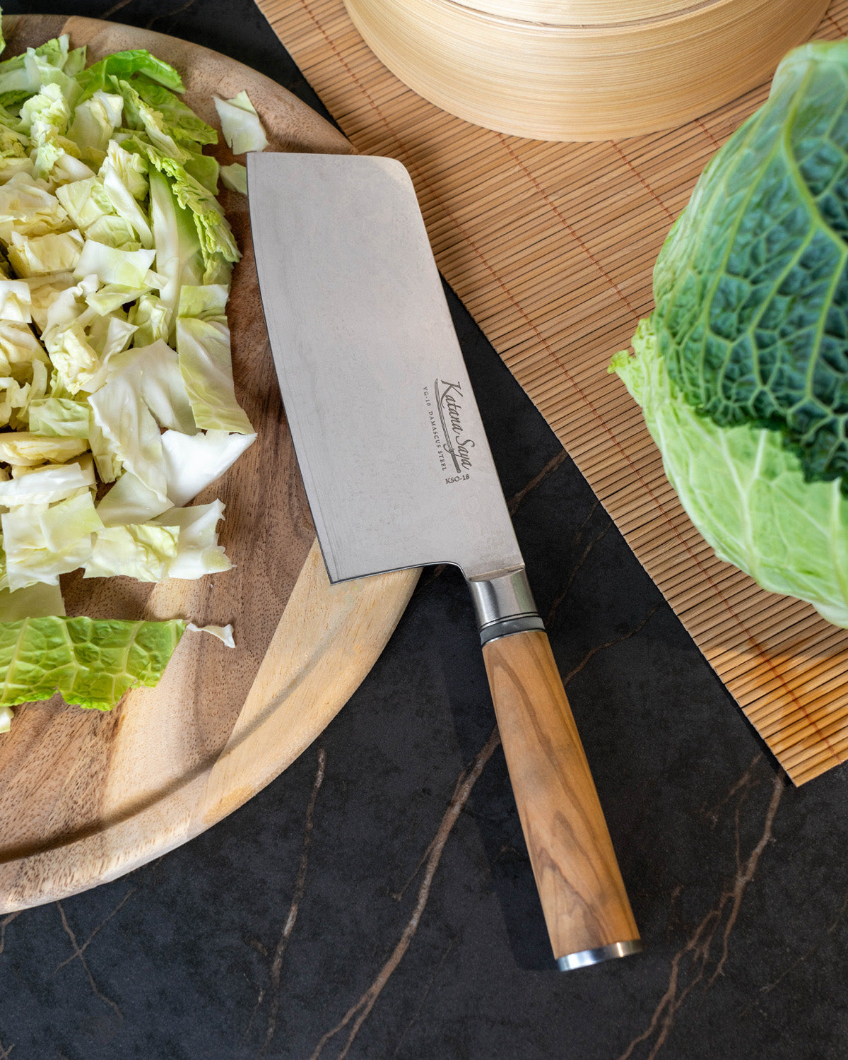 Katana Saya Olive Wood Chopping Knife 18cm