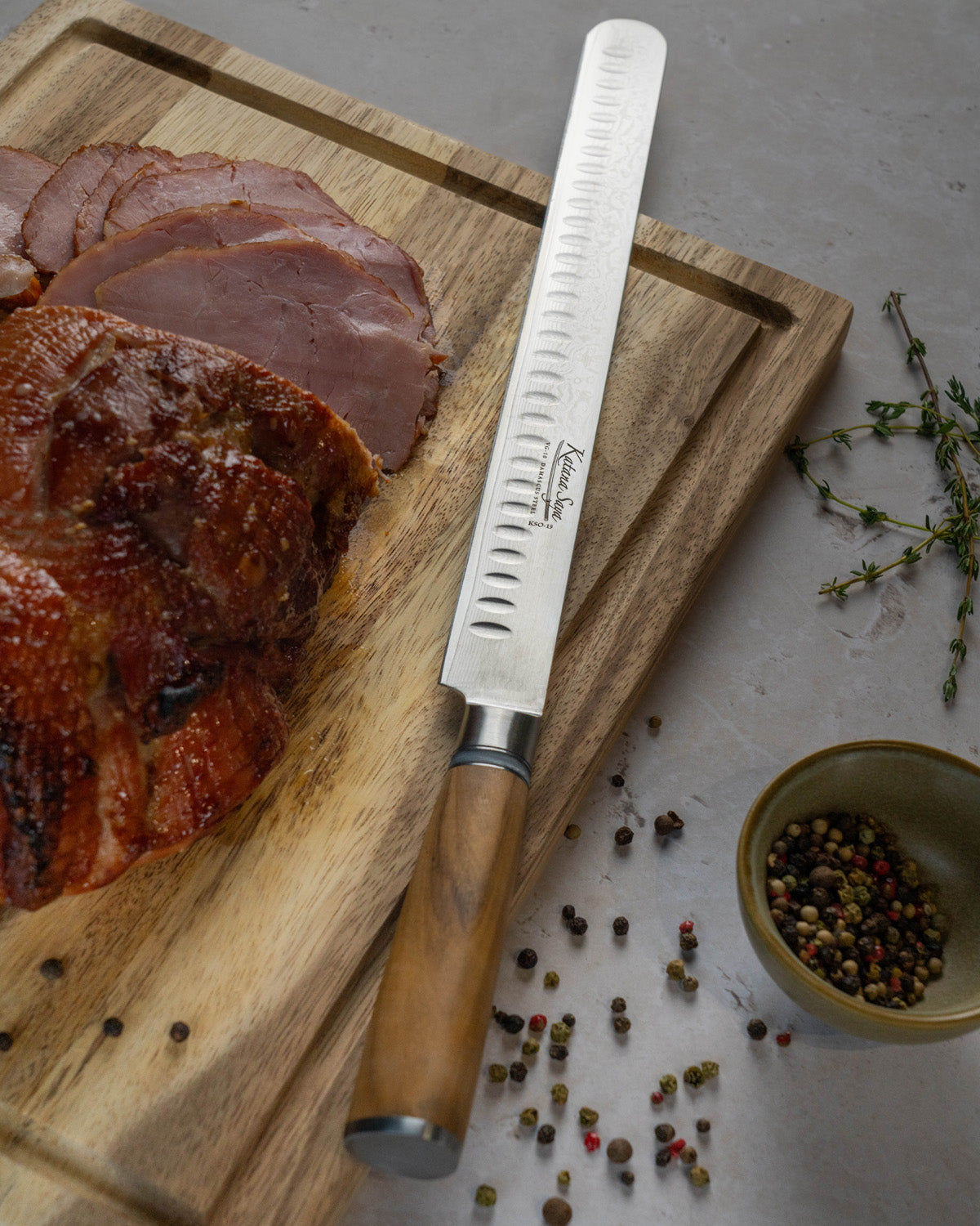 Katana Saya Olive Wood Ham Slicer 30cm