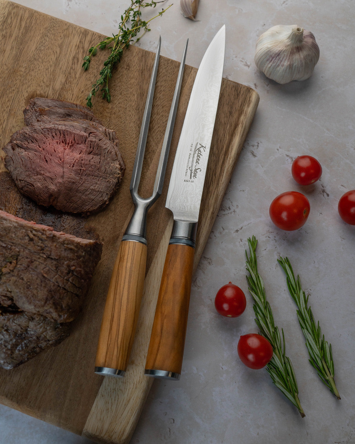 Katana Saya Olive Wood Carving Fork 18cm
