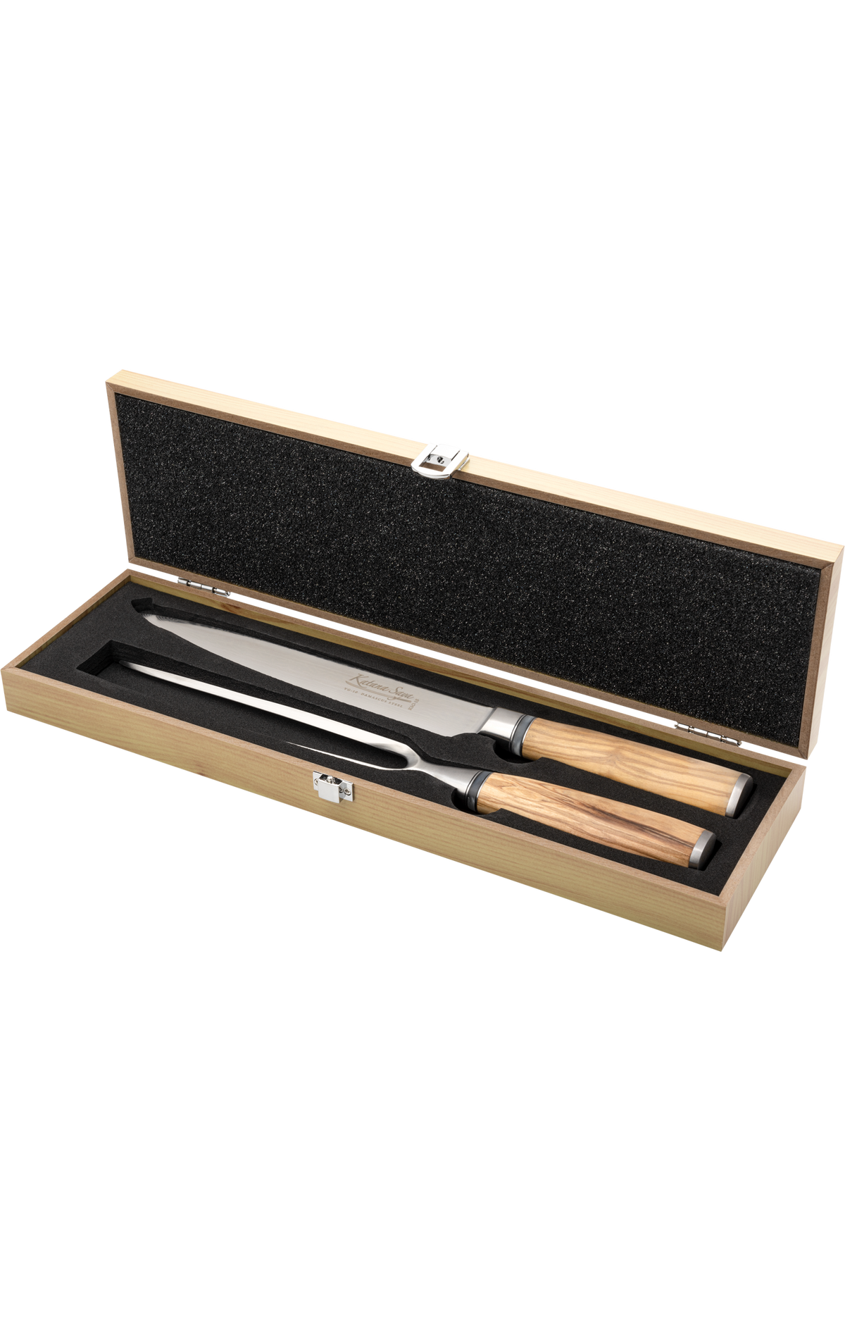 Katana Saya Olive Wood Carving Fork 18cm