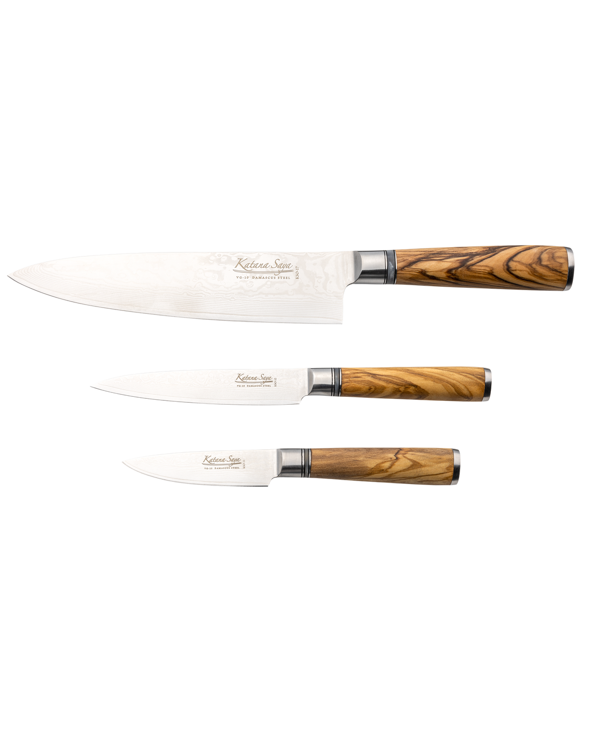 Katana Olive Wood Knife Set 3 Piece