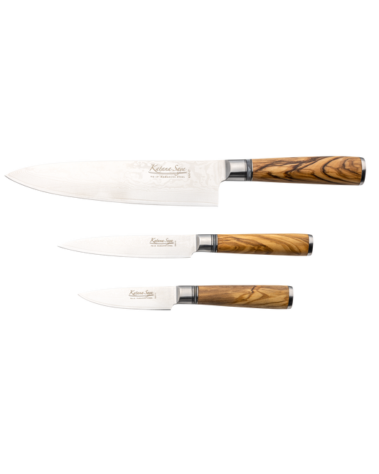 Katana Olive Wood Knife Set 3 Piece