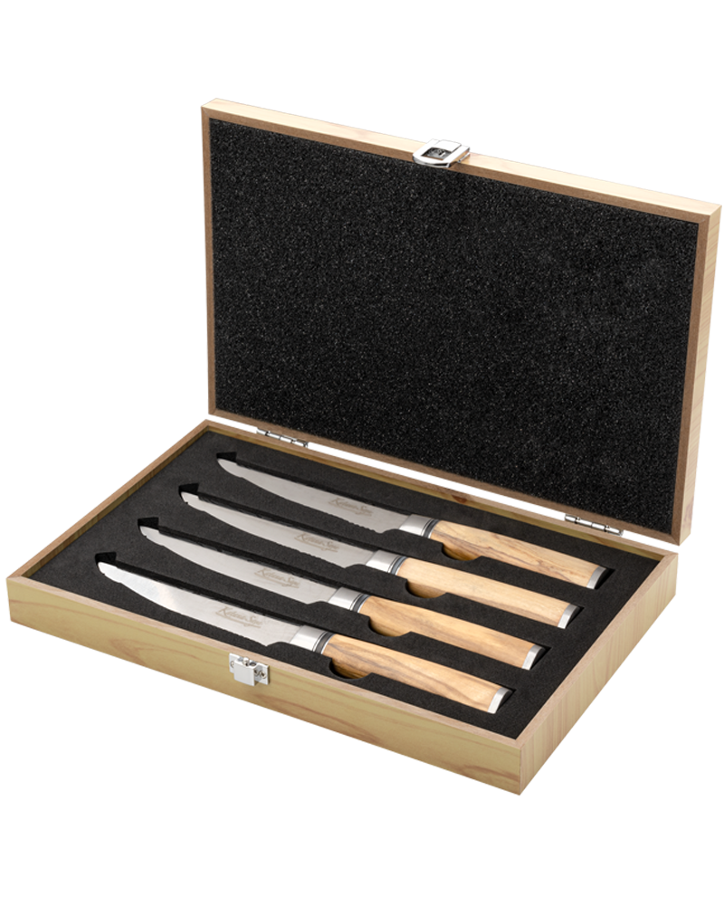 Katana Saya Olive Wood Steak Knife Set 4 Piece